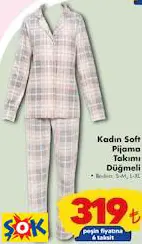 KADIN SOFT PİJAMA TAKIMI DÜĞMELİ